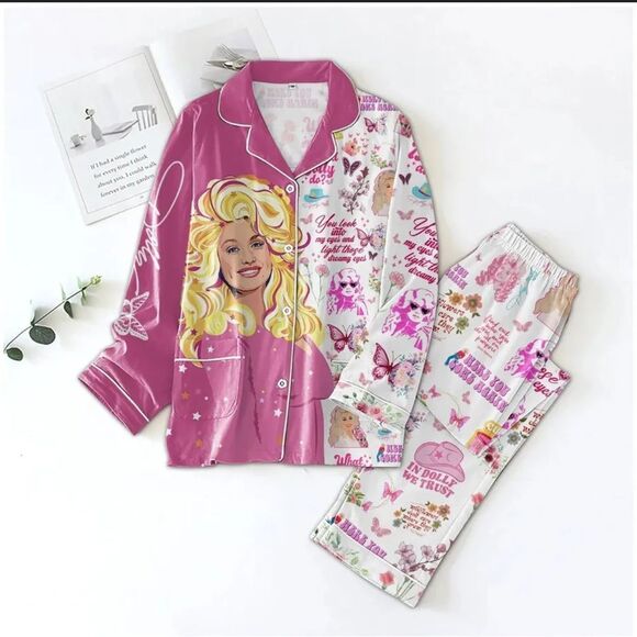 Dolly Parton Quote Print Pajama Set Size Small and Medium NWOT - Picture 2 of 11